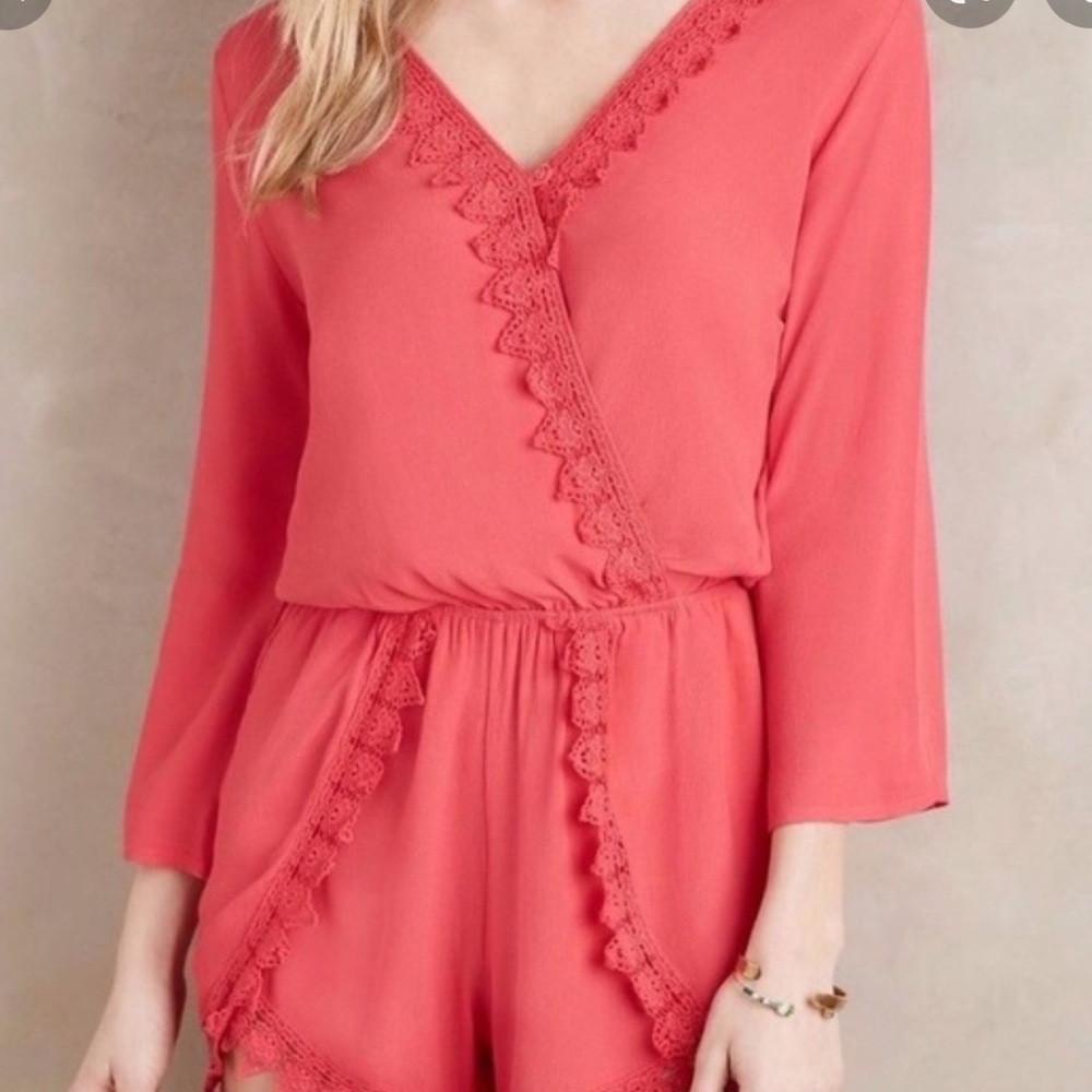 Elevenses Lace Trimmed Romper Sz Medium